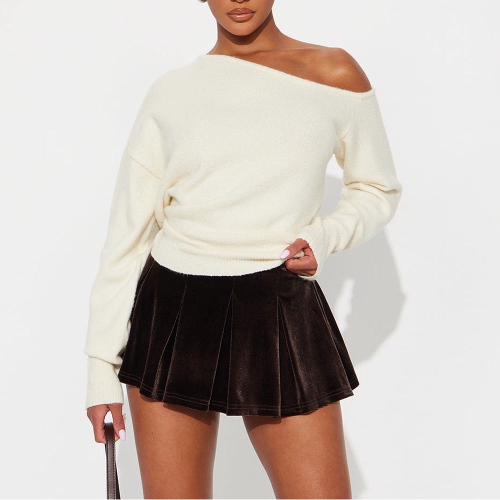 Off-Shoulder Cream Sweater